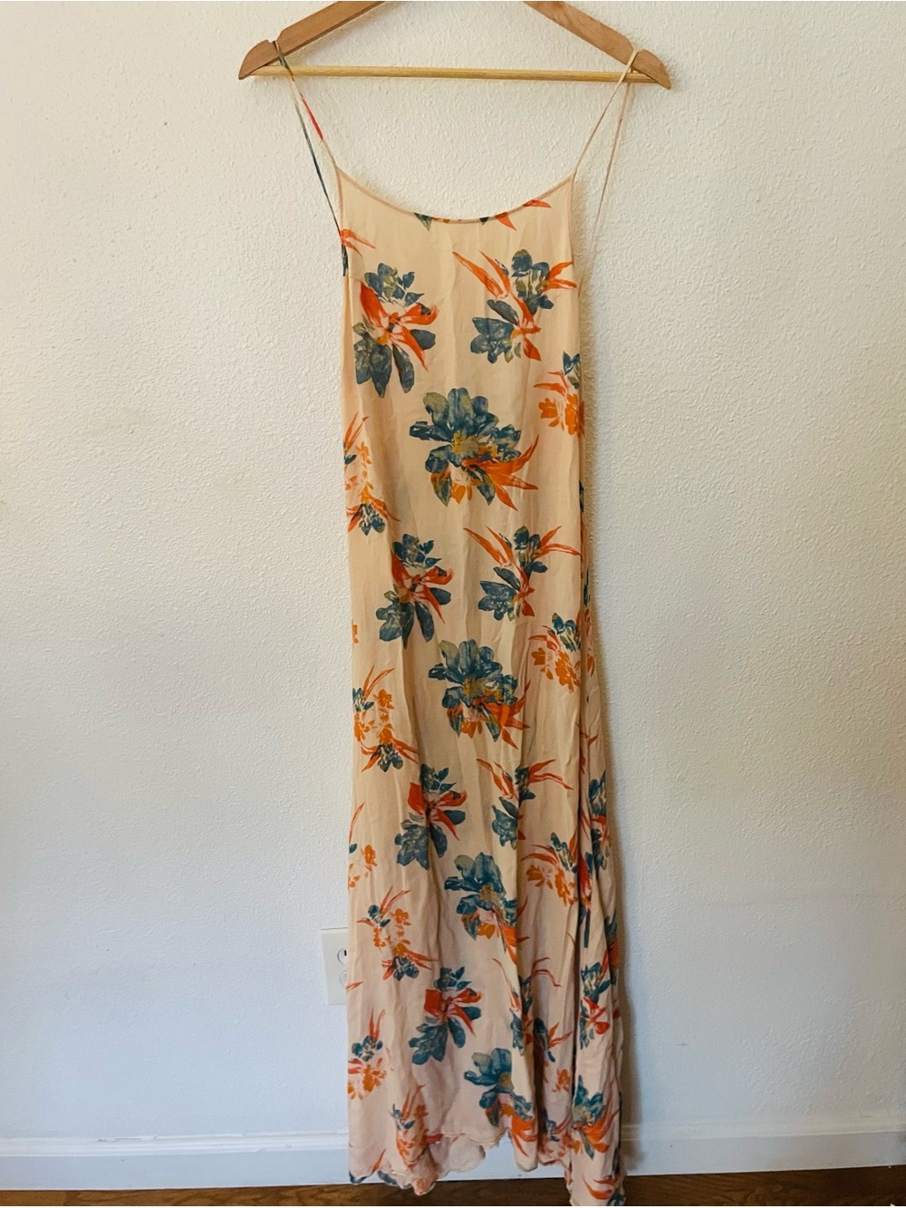 Free People Star Chasing Slip Hibiscus Combo Floral Maxi Dress Size Small